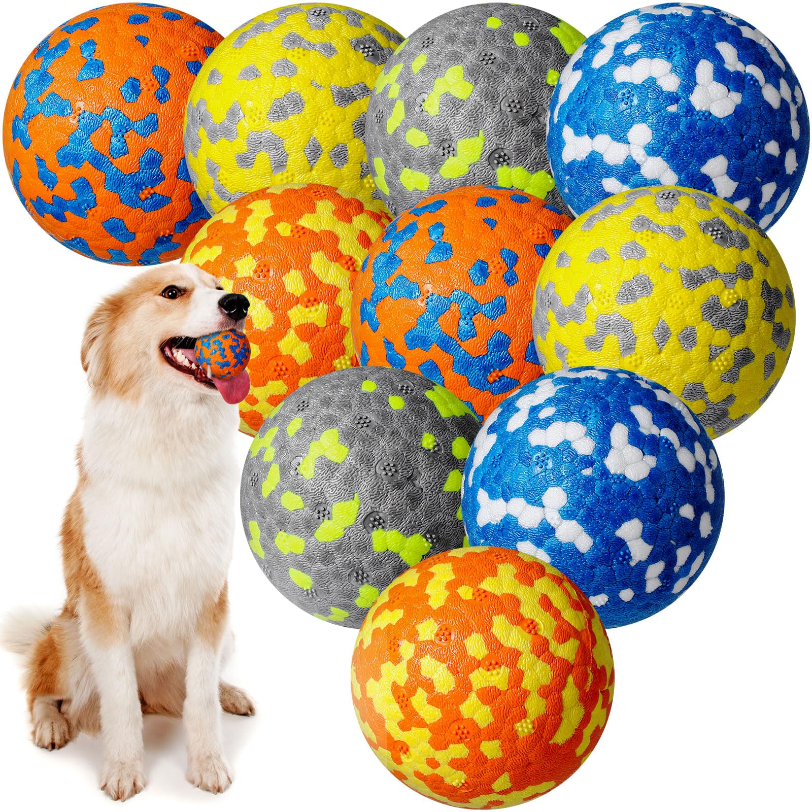 Leyndo 10 Pack Dog Balls for Aggressive Chewers 2 5 Interactive Dog Tennis Ball Durable Teething Chew Toys