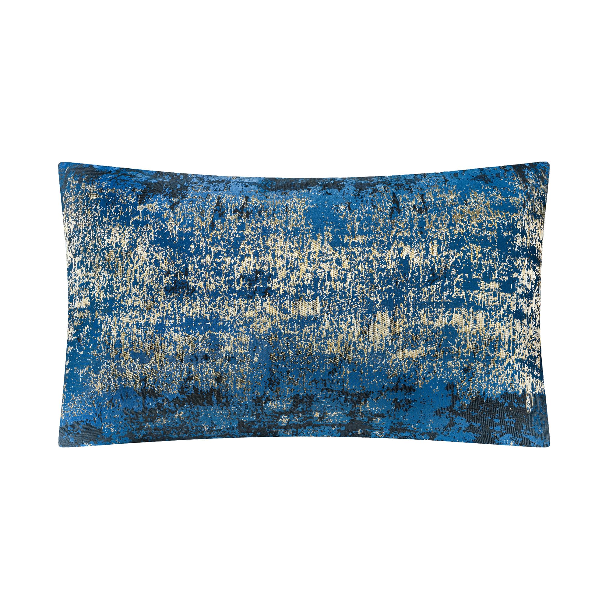 THE-TINOART Coastal Throw Pillow Covers 12x20, Navy Blue and Gold Jacquard Woven Decorative Pillow Covers for Couch Sofa Bed, Nautical Textured Home