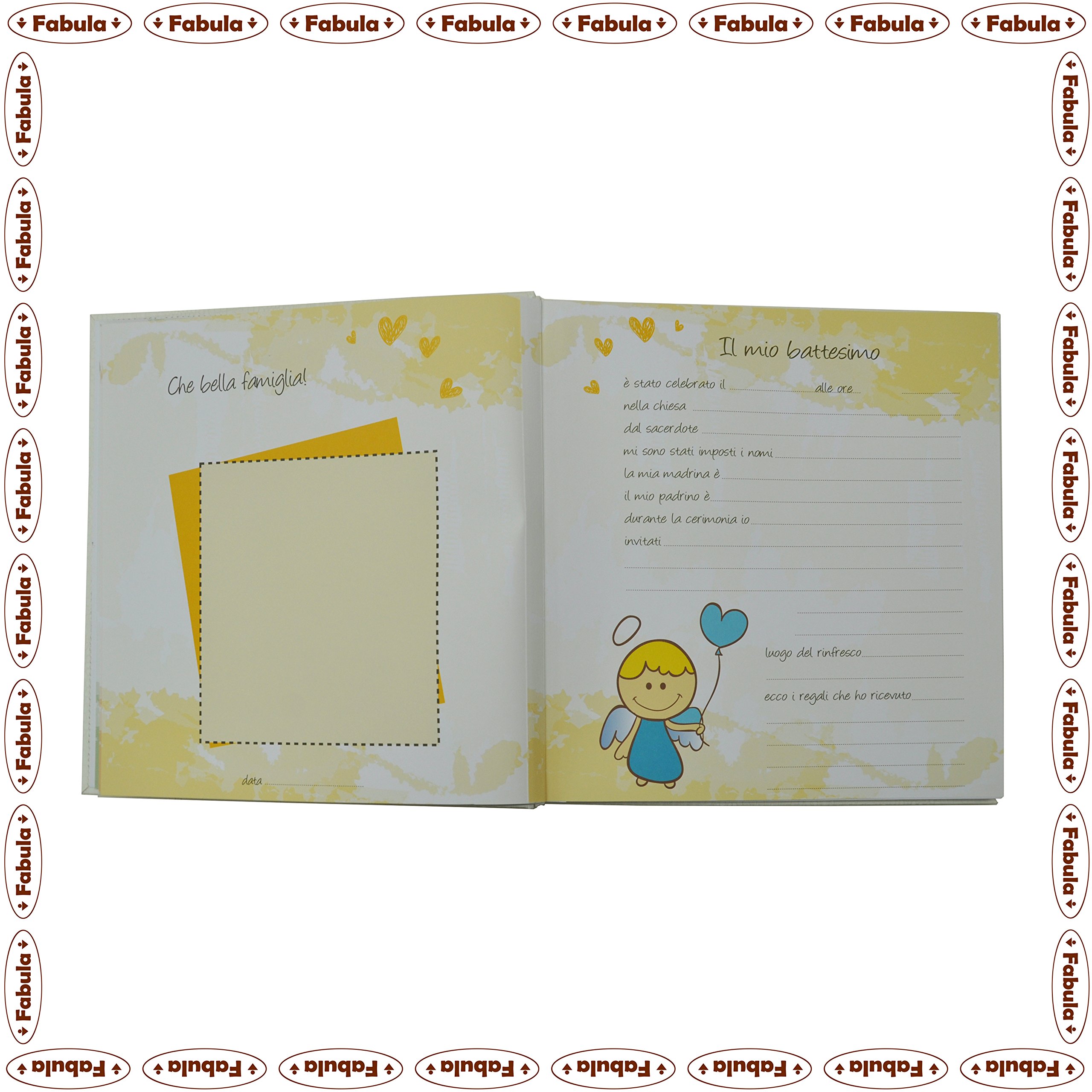 Fabula Linea Bimbo - Album Nascita Bimbo Cappello Rosa - formato cm 24x30 con Copertina 204 Lilla e applicazioni in legno - 4 fogli DIARIO NASCITA + 30 fogli bianchi per incollaggio foto - Cod. 15767n