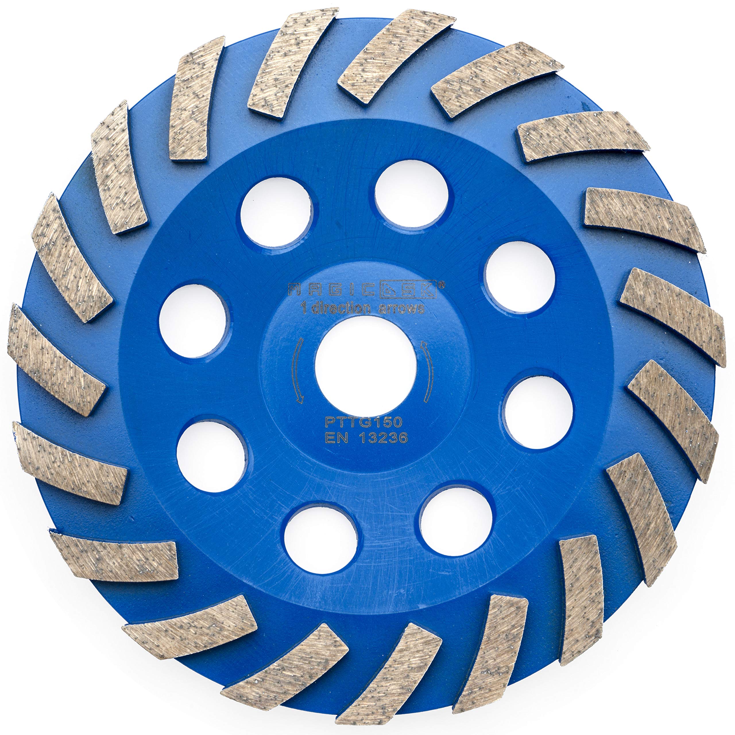 MAGICDSK PPTG150 Platorello diamantato professionale turbo, Ø 150 mm, zero vibrazioni, bilanciato, foro 22,23 mm, applicazione a secco su: cemento, granito, laterizi, pietra, porfido, marmo