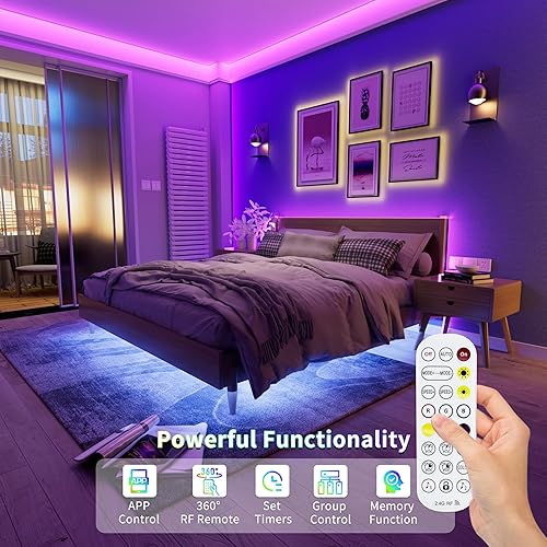 Miniatura 3 de PAUTIX Tira de luces LED COB USB RGB de 5 V, 4.92 pies, cambio de color, luz de fondo de TV, multicolor, flexible, para debajo del gabinete, con