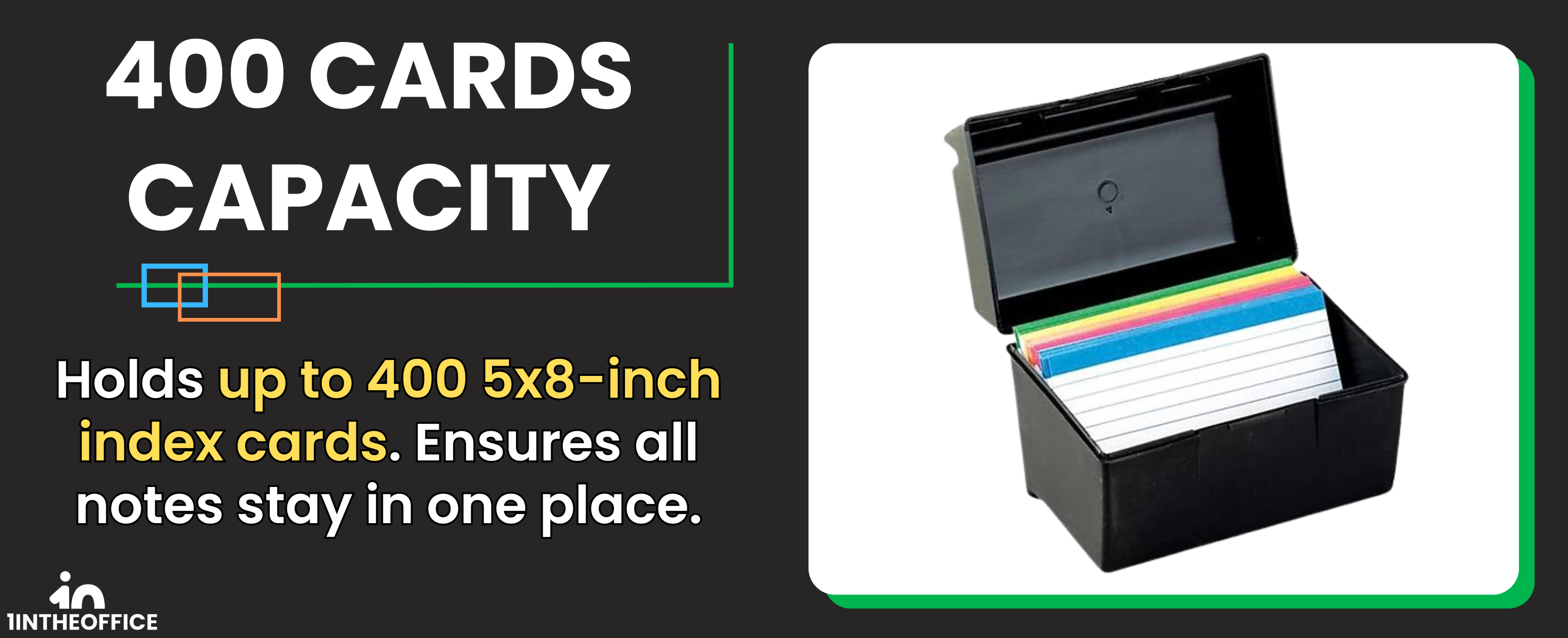 Amazon.com : 1InTheOffice Index Card Box & Holder 5x8, 400 Capacity & Guide  Set A-Z, 1/5 Tab : Office Products