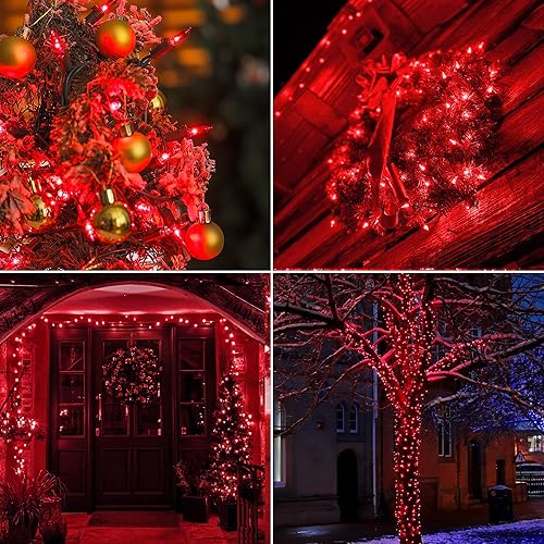 Miniatura 7 de mimigogo 50 luces rojas de Navidad con alambre verde mini tira de luces para decoraciones navideñas luces de árbol de Navidad fiestas de vacaciones