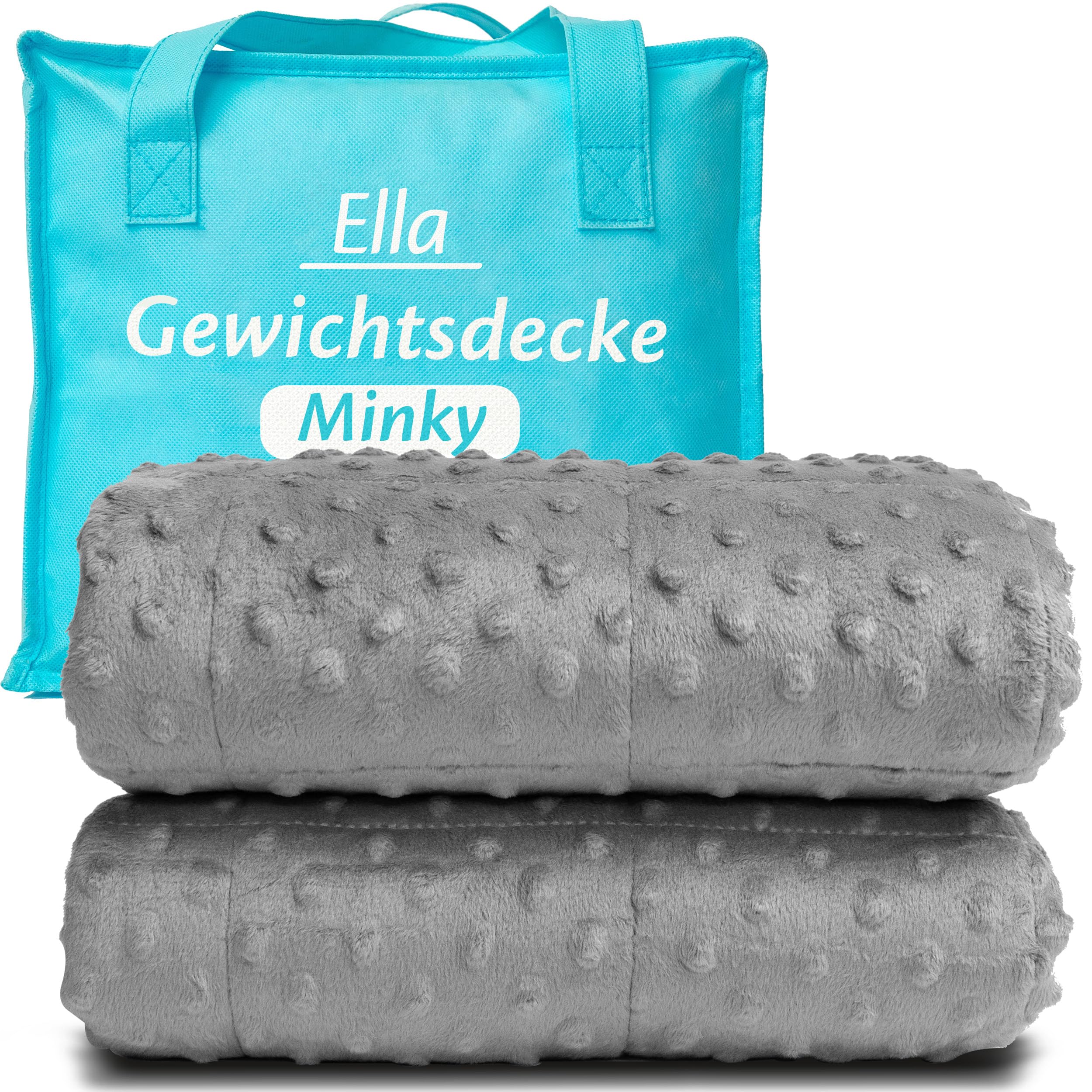 Ella Gewichtsdecke Kinder 3,2 kg 100x150 cm - Therapiedecke, für Stressabbau & Angstzustände, Hypoallergene Glasperlen, weiche & kühlende Baumwoll- Außenschicht, für Kinder von 25-40 kg - Grau Minky