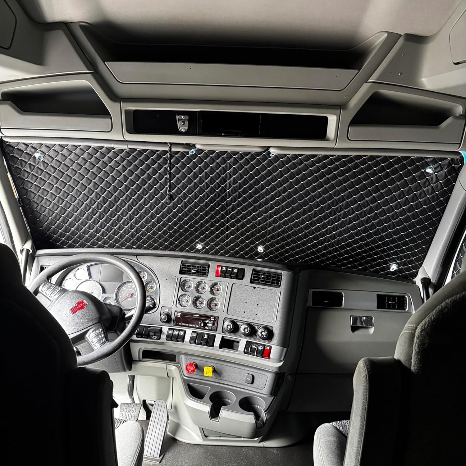 Sun Shield-3-Layer Insulated Blackout Window Sun Shield – Compatible with Kenworth T680, T880 & W990 – Heat & UV Protection, Privacy, Easy Install