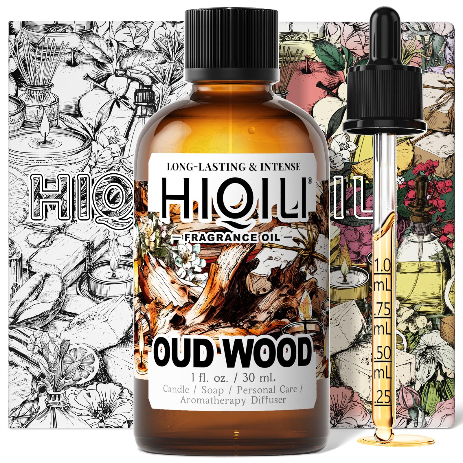 HIQILI Oud Wood Fragrance Oil for Home Diffusers, Candle Making &amp; Soaps