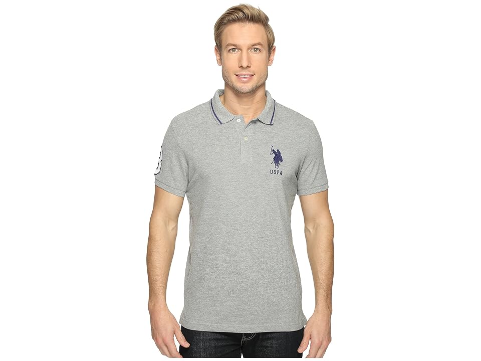 

U.S. POLO ASSN. Slim Fit Short Sleeve Pique Polo Shirt (Heather Grey) Men's T Shirt
