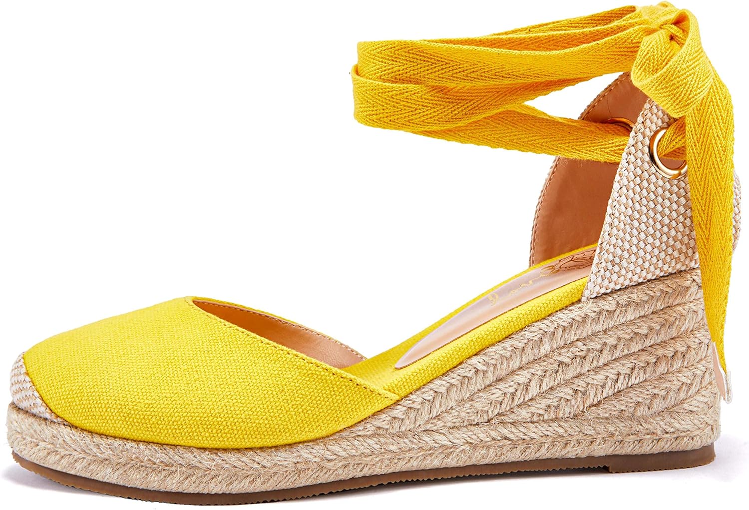 Ruanyu Womens Platform Espadrille Sandals Lace Up Closed Toe Summer Wedge Sandals - Image 4