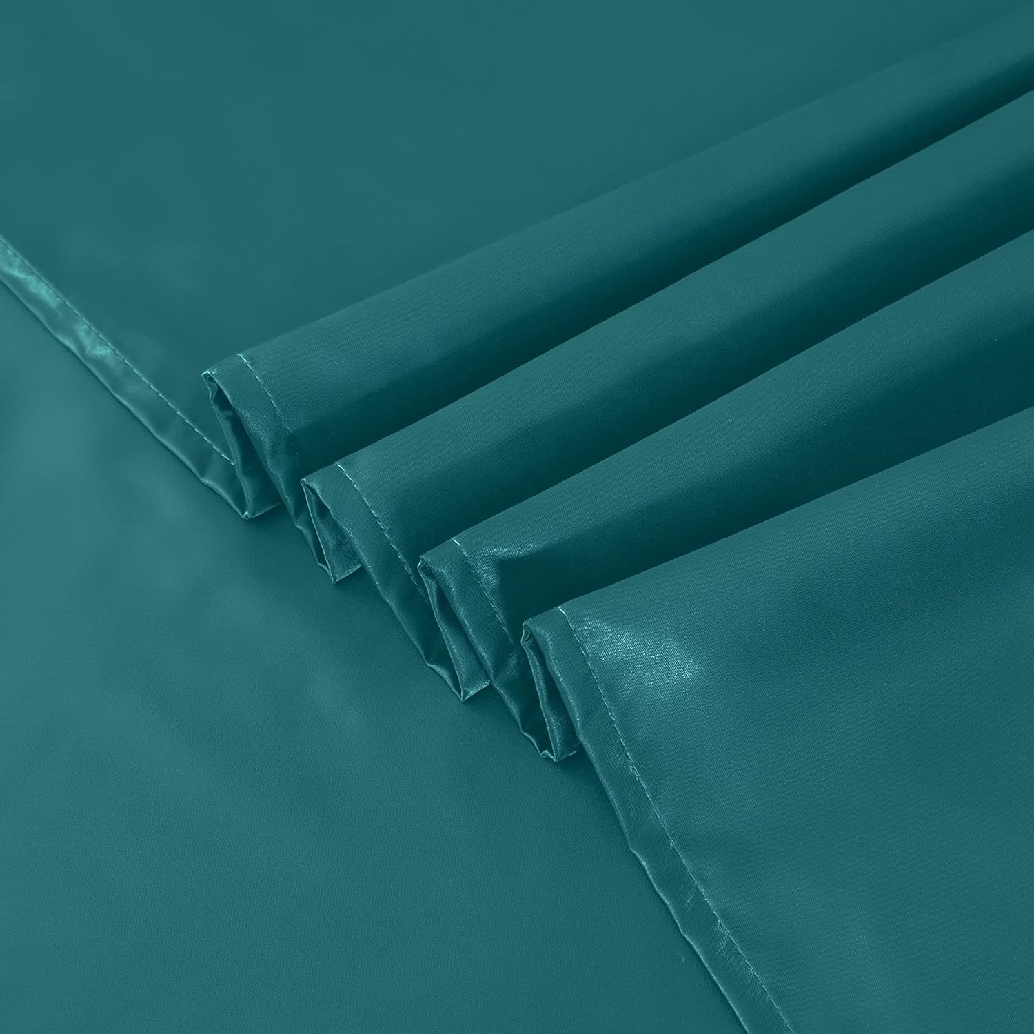 Sfoothome 4-Piece Queen Size Satin Sheet Set - Teal, Fitted Sheet, Flat Sheet, 2 Pillowcases
