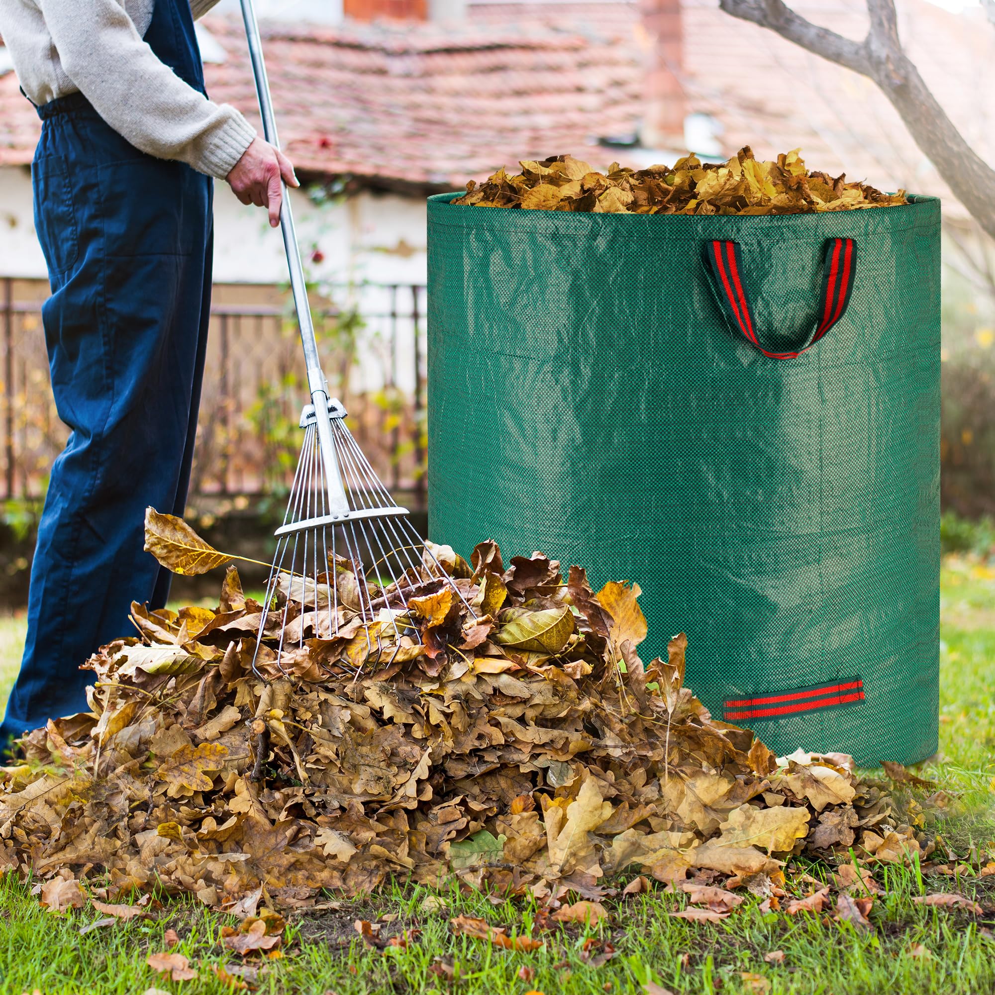 5X 272L Gartenabfallsack stabil - Groß Robust & Faltbar Gartensack für Gartenabfälle - Laubsack aus Polypropylen-Gewebe für Gras Laub Hecke Gartenabfall (5 Pack 272L)