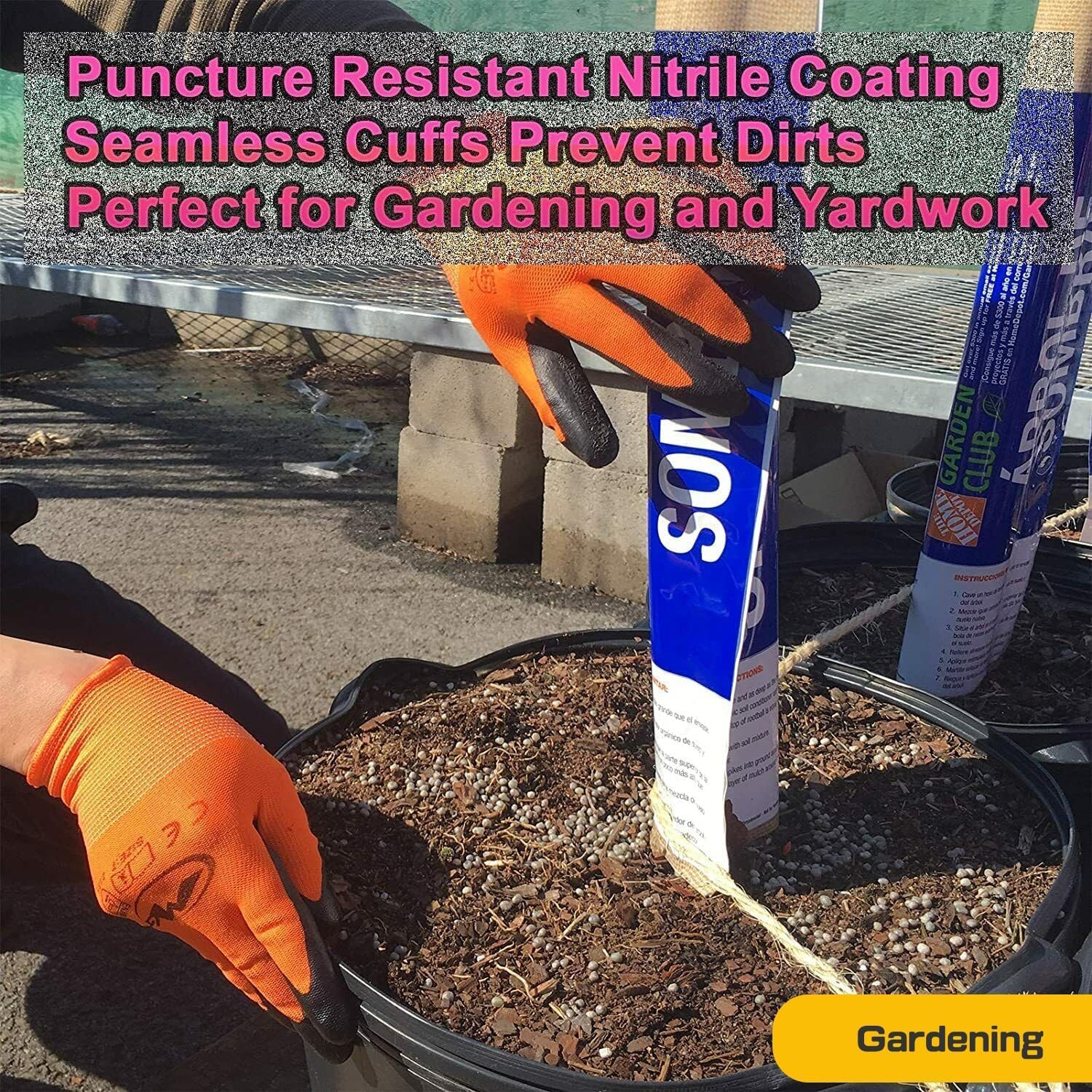 OTECKO Safety Work Gloves with Latex Rubber Coating, Non-Slip Grip, Breathable and Washable, Pack of 10 Pairs - Image 5