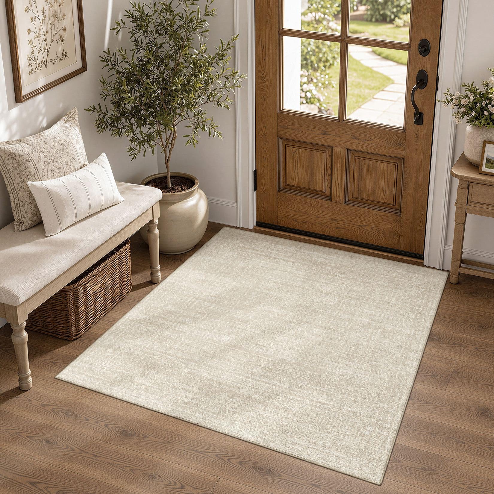 Photo 1 of Nakagishi Neutral 4x4 Area Rug, Beige