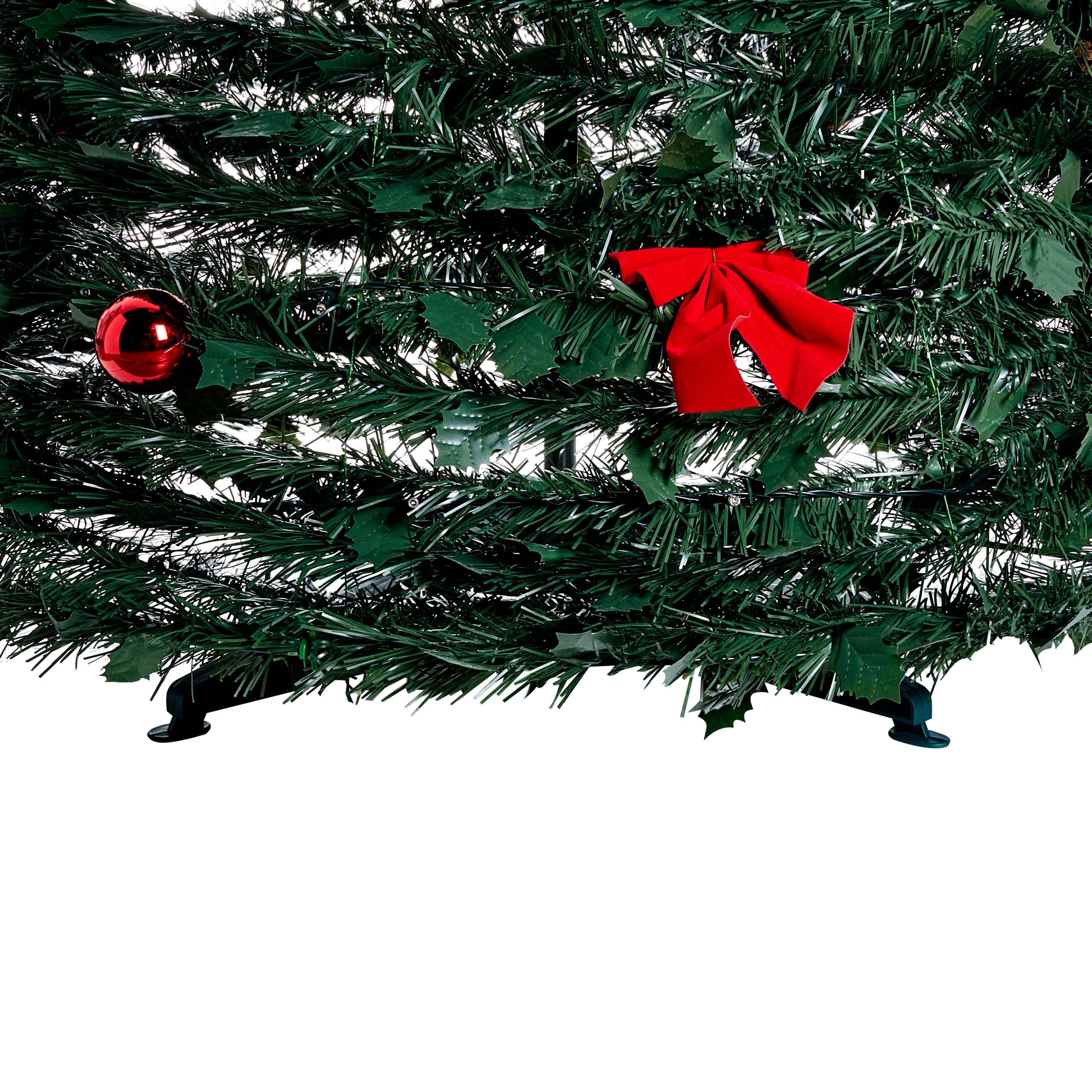 Árbol de Navidad Artificial con Luces LED incorporadas y Soporte metálico Plegable 184 cm Verde Pineora