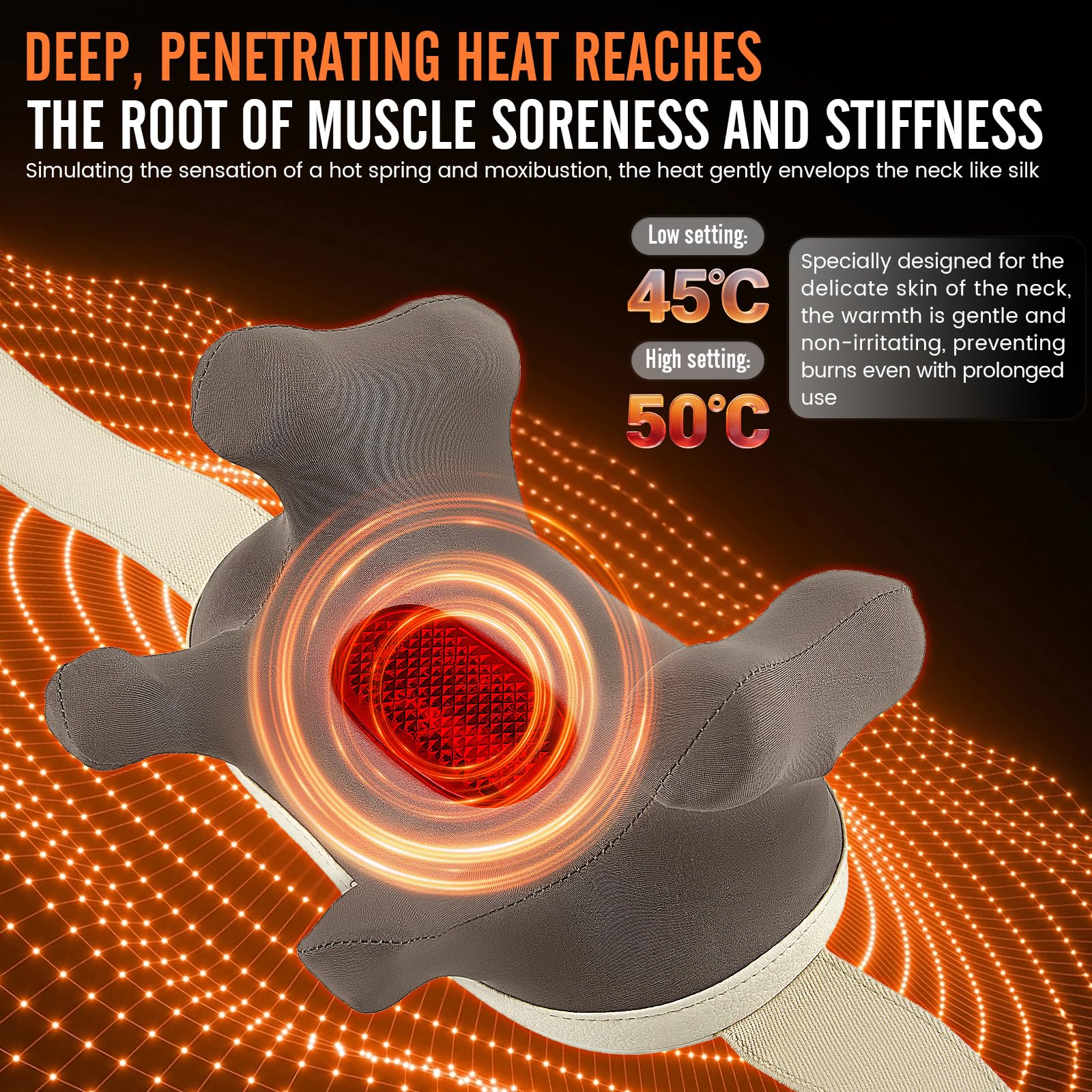 Masajeador Cervical y Espalda Shiatsu 6D con Calor 5 Modos 4 Intensidades Masajeador Cuello Inalámbrico Recargable 2000mAh Masajeador Muscular Profundo para Alivio Dolor Cervical