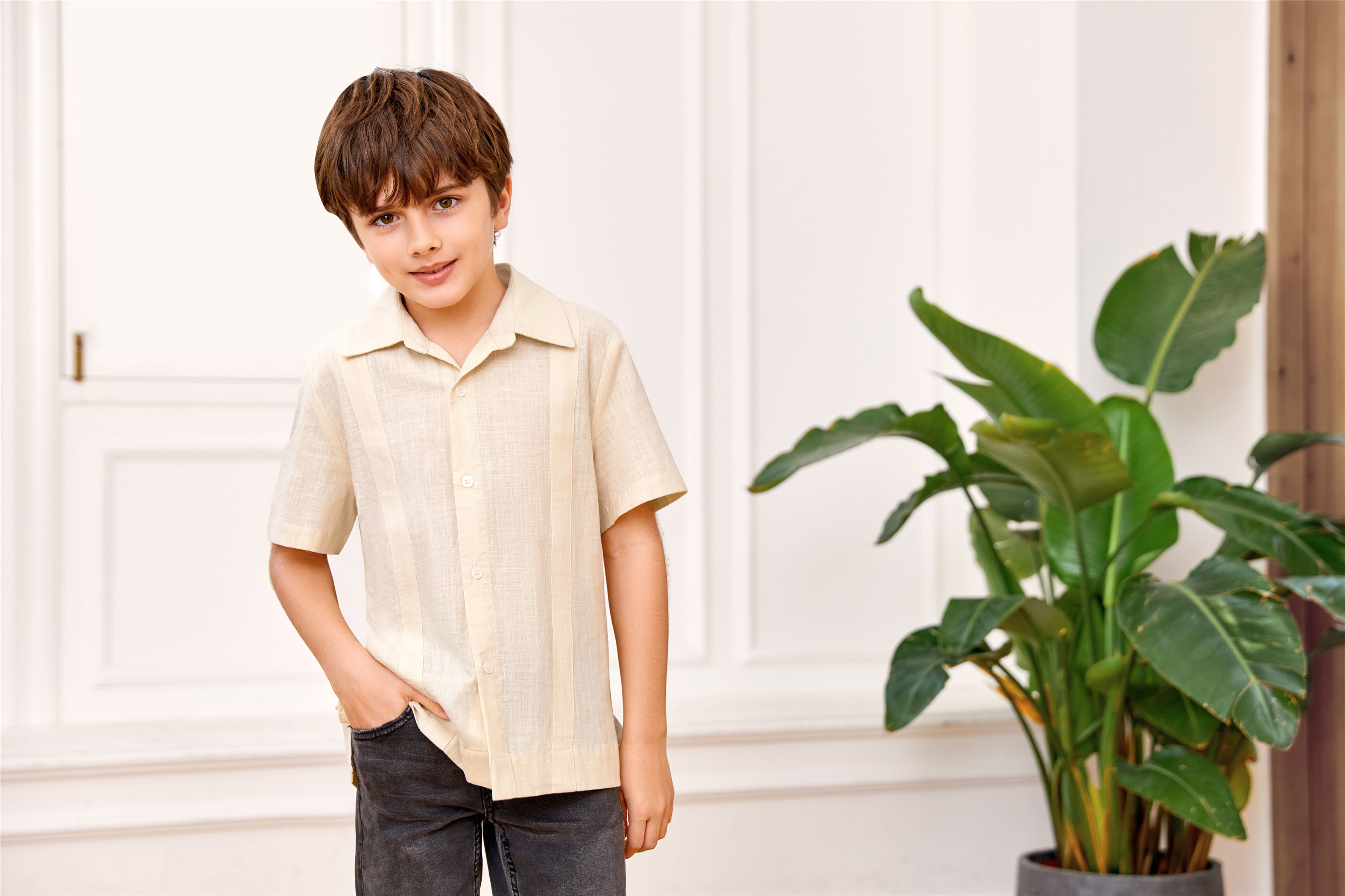 Amazon.com: Kids Boys Linen Guayabera Shirts Short Sleeve Button