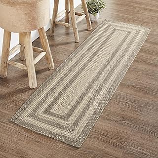 VHC Brands Cobblestone Rug Hall Runner with PVC Pad, Jute Blend, Rectangle, Tan Grey White, 22x72 inches