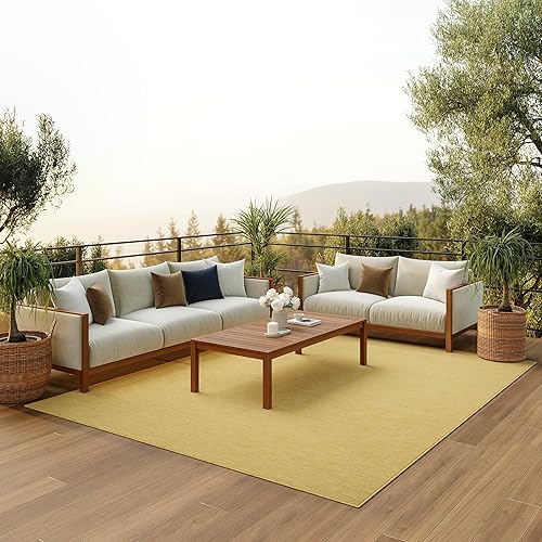 Nourison Positano Indoor/Outdoor Yellow 10' x 14' Area Rug, Easy Cleaning, Non Shedding, Bed Room, Living Room, Dining Room, Backyard, Deck, Patio (10x14)
