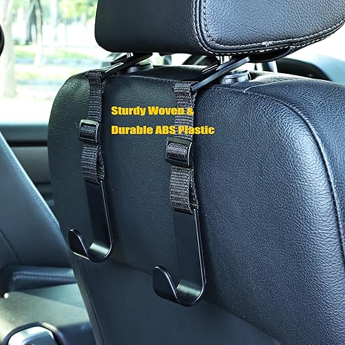 Miniatura 7 de Amooca Ganchos ajustables para reposacabezas de automóvil, paquete de 4 unidades, organizador de respaldo de asiento de vehículo, soporte de