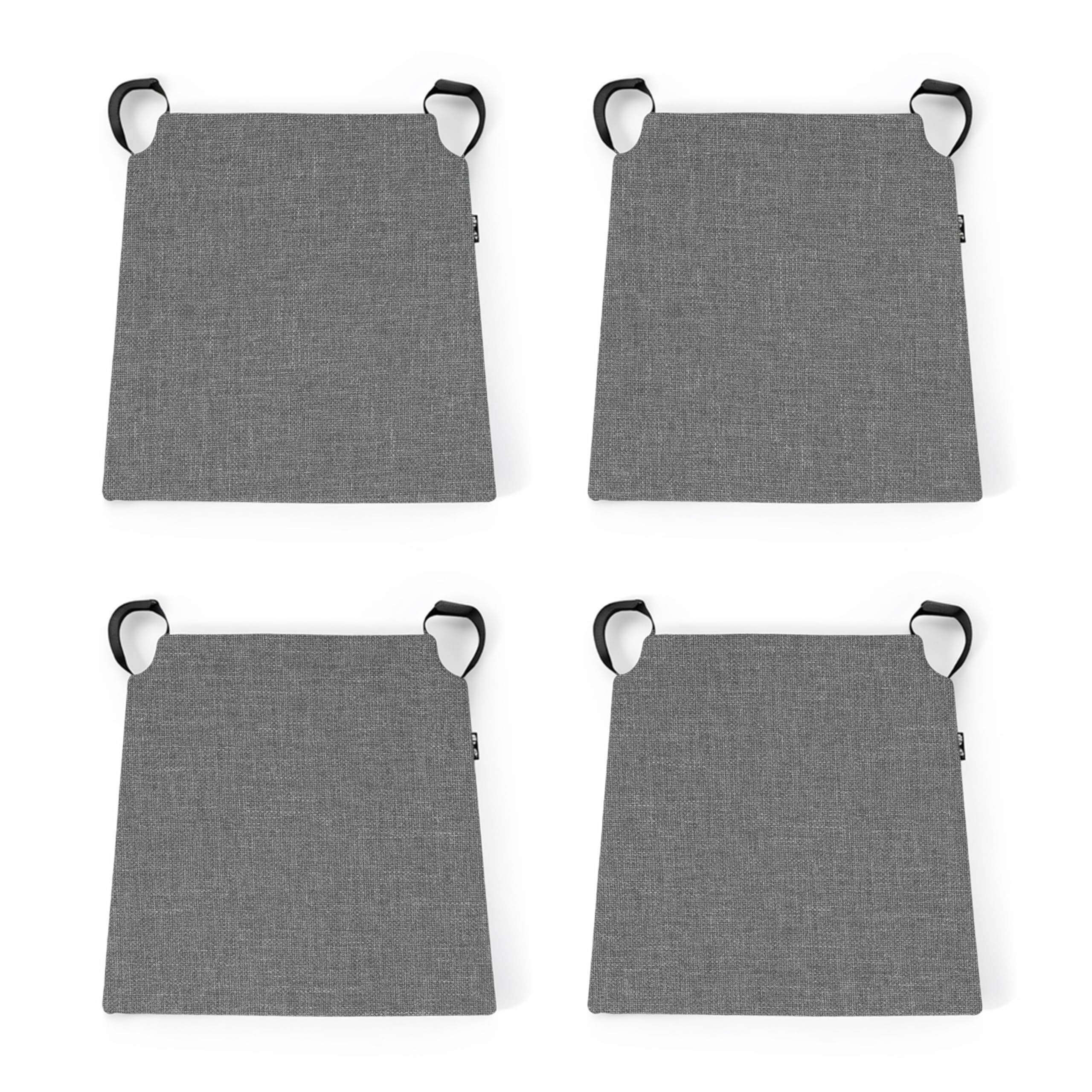 POKAR Set of 4 Chair Cushions with Velcro Straps 41x35x40 cm (5 cm Thick) | Trapezoid Seat Pads for Kitchen, Dining, Patio Chairs | Foam Chair Pads Indoor Outdoor | OEKO-TEX | Made in EU | Grey
