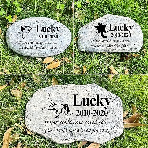 Miniatura 14 de Zatanmulo Piedra conmemorativa personalizada para mascotas, piedra conmemorativa de jardín personalizada, lápida de perro, lápida de gato, placa