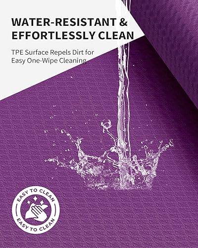 Miniatura 7 de CAMBIVO Tapete de yoga grande (6 pies x 4 pies x 1664 pulgadas 6 mm), extra ancho de TPE (elastómero termoplástico) para hombres y mujeres,