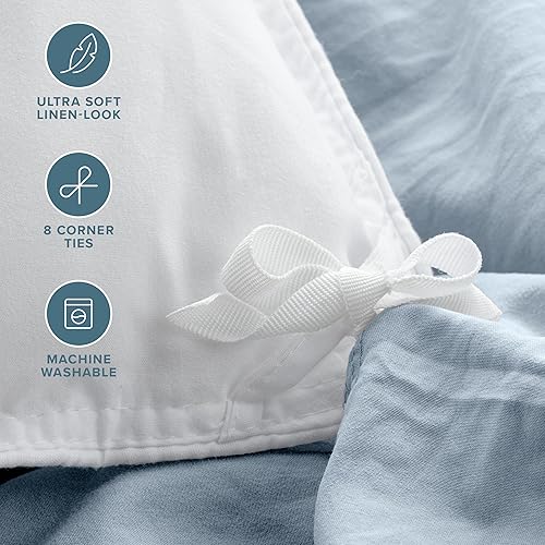 Miniatura 2 de Bare Home - Juego arenado de funda de edredón para cama matrimonial, colección 1800 Premium de color azul - Funda fresca de edredón - Fundas de