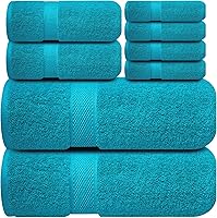 Vista 40 de Infinitee Xclusives Juego de 4 toallas de baño blancas de alta calidad para baño (27 x 54 pulgadas), toallas de baño 100% algodón hilado en anillo