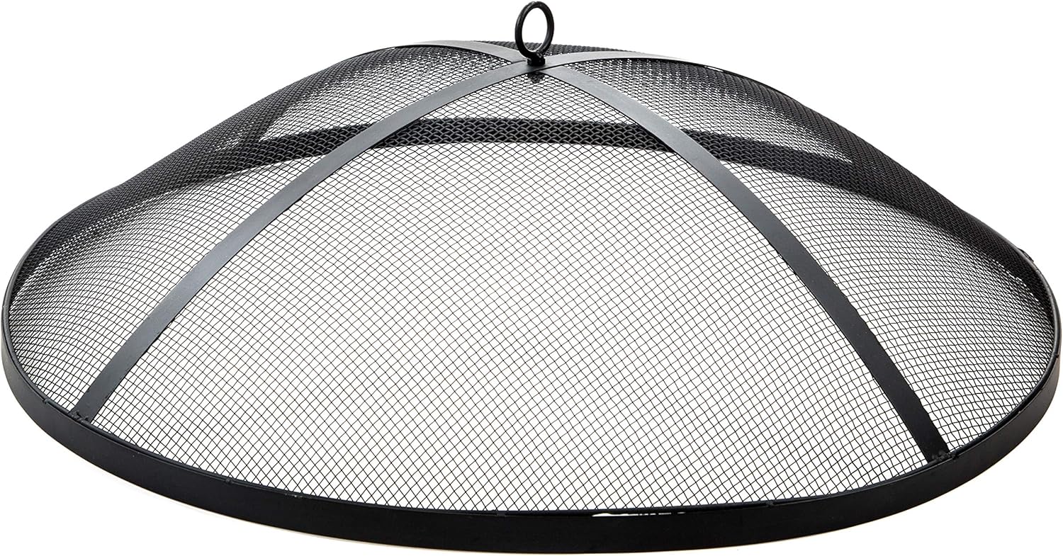 Sun Joe SJFP35-STN Cast Stone Base, Wood Burning Fire Pit w/Dome Screen and Poker : Patio, Lawn & Garden