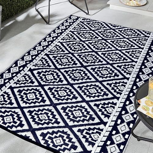 Miniatura 8 de Alfombras reversibles - Alfombra de paja de plástico, alfombra para exteriores, alfombra de área moderna, alfombra grande para exteriores, RV, Negro