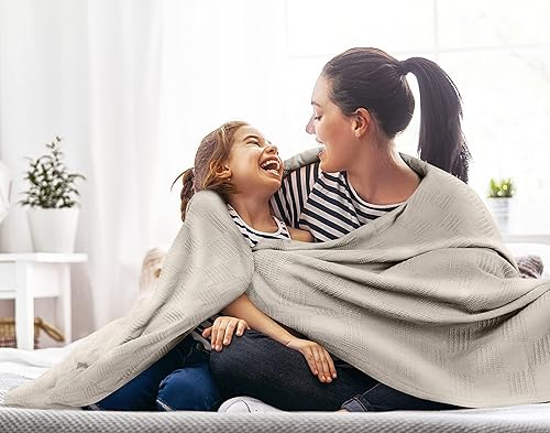 Miniatura 3 de Utopia Bedding - Manta térmica ligera de 100% algodón, 350 gm, suave y transpirable, para todas las estaciones, 90 x 72 pulgadas, individual, caqui