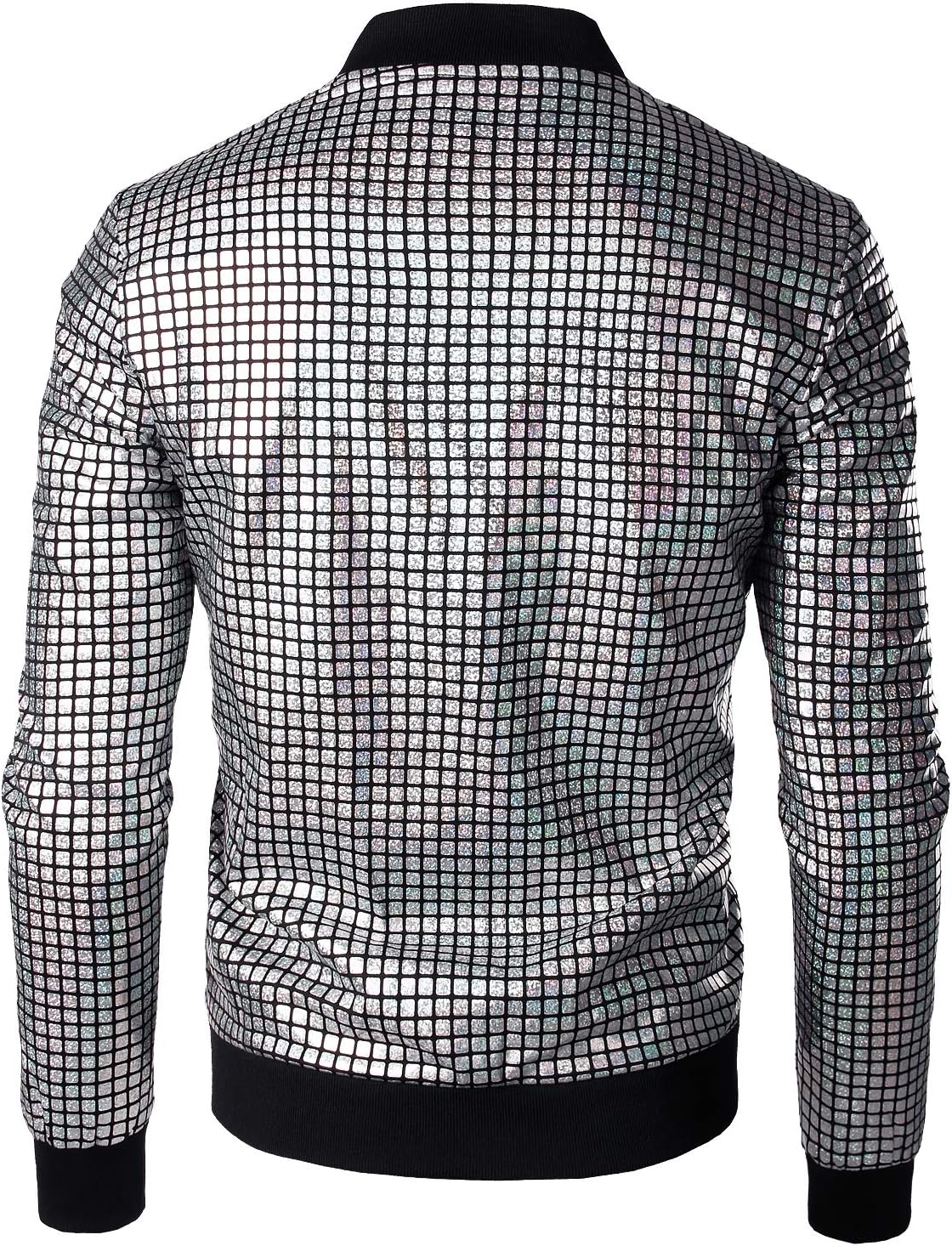 JOGAL Men's Metallic Silver Jacket Gold 70's Disco Costume - Image 3