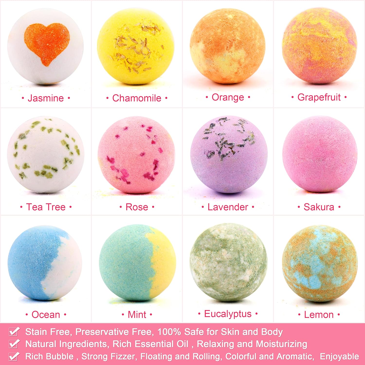 Poleview Bath Bombs Gift Set,Bubble Bath & Spa Bath,Dry Skin Moisturize,12 Handmade Natural Plant Aroma Bath Balls, Perfect for Birthday Mothers Day Gifts Idea for Her/Him, Wife, Girlfriend : Beauty & Personal Care