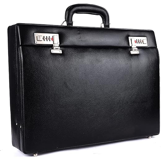 Expandable Leather Briefcase - Black