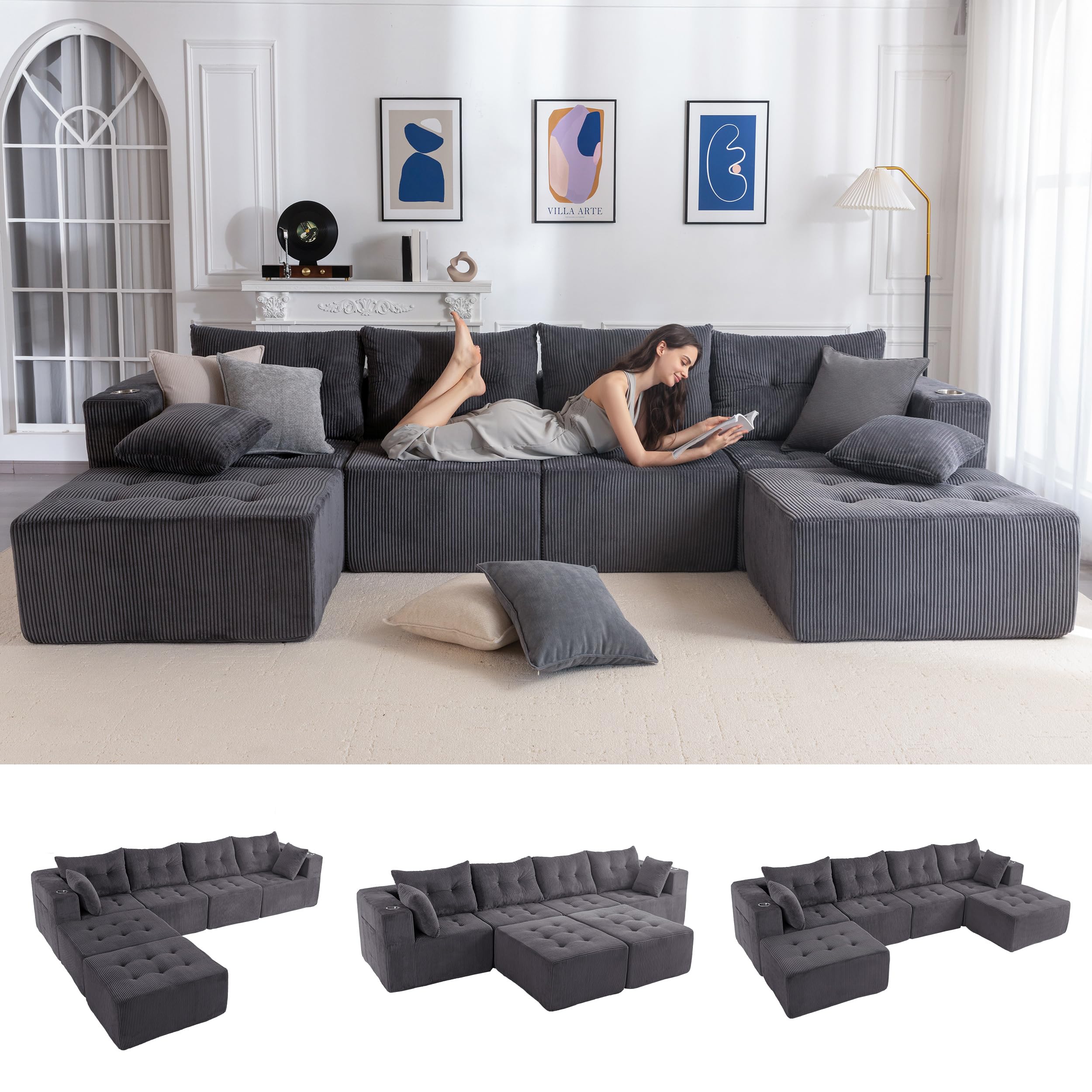 MAXYOYO 129.5 Modular Sectional Sofa