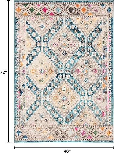 Vista 277 de Safavieh Madison Collection MAD418F - Alfombra de área con diamantes, Polipropileno, Azul Oscuro/Amarillo