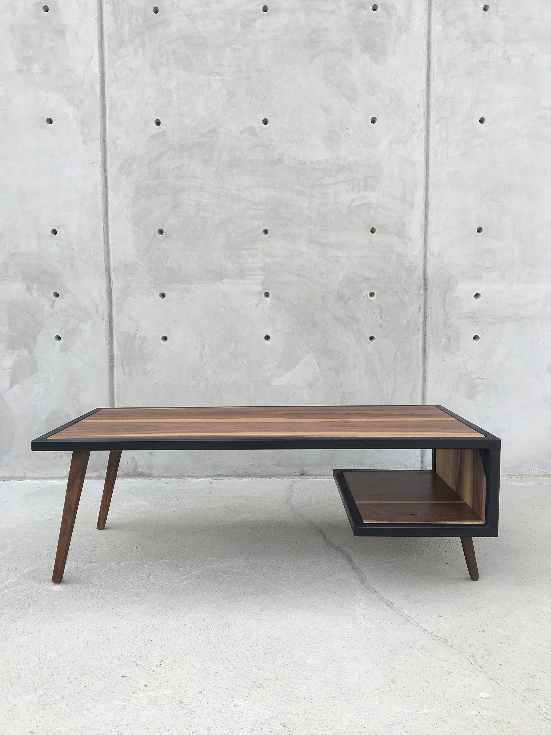 Handmade Walnut and Dark steel modern Coffee table
