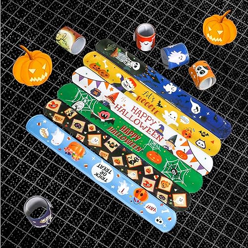 Miniatura 7 de Pulsera de Halloween para niños, 48 piezas de recuerdos de fiesta de Halloween, decoraciones de Halloween, regalos de decoración de pulseras al aire