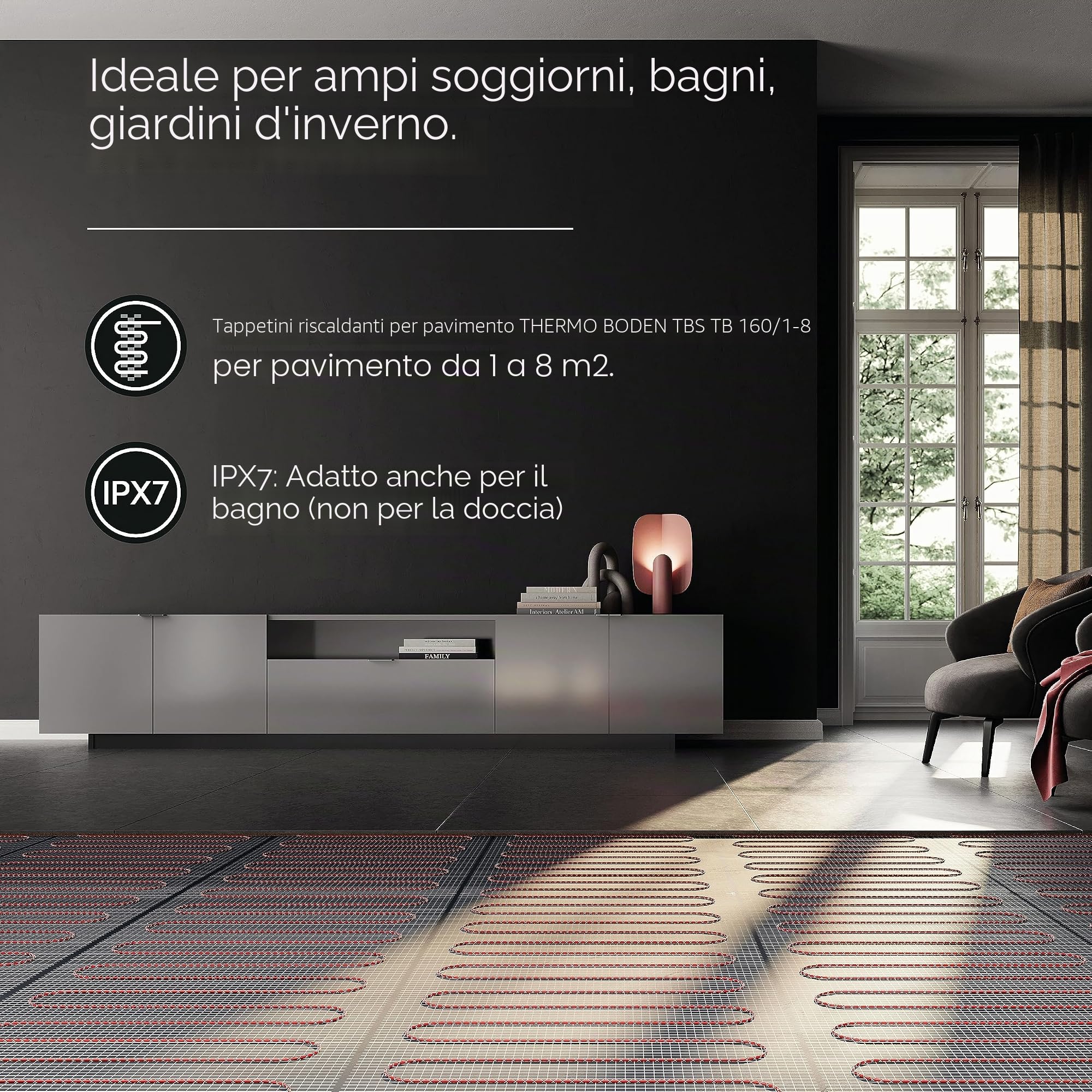 AEG Riscaldamento elettrico a pavimento, set completo 8 m², 160 W/m², base termica TBS TB 160/8 Set Plus, 205808