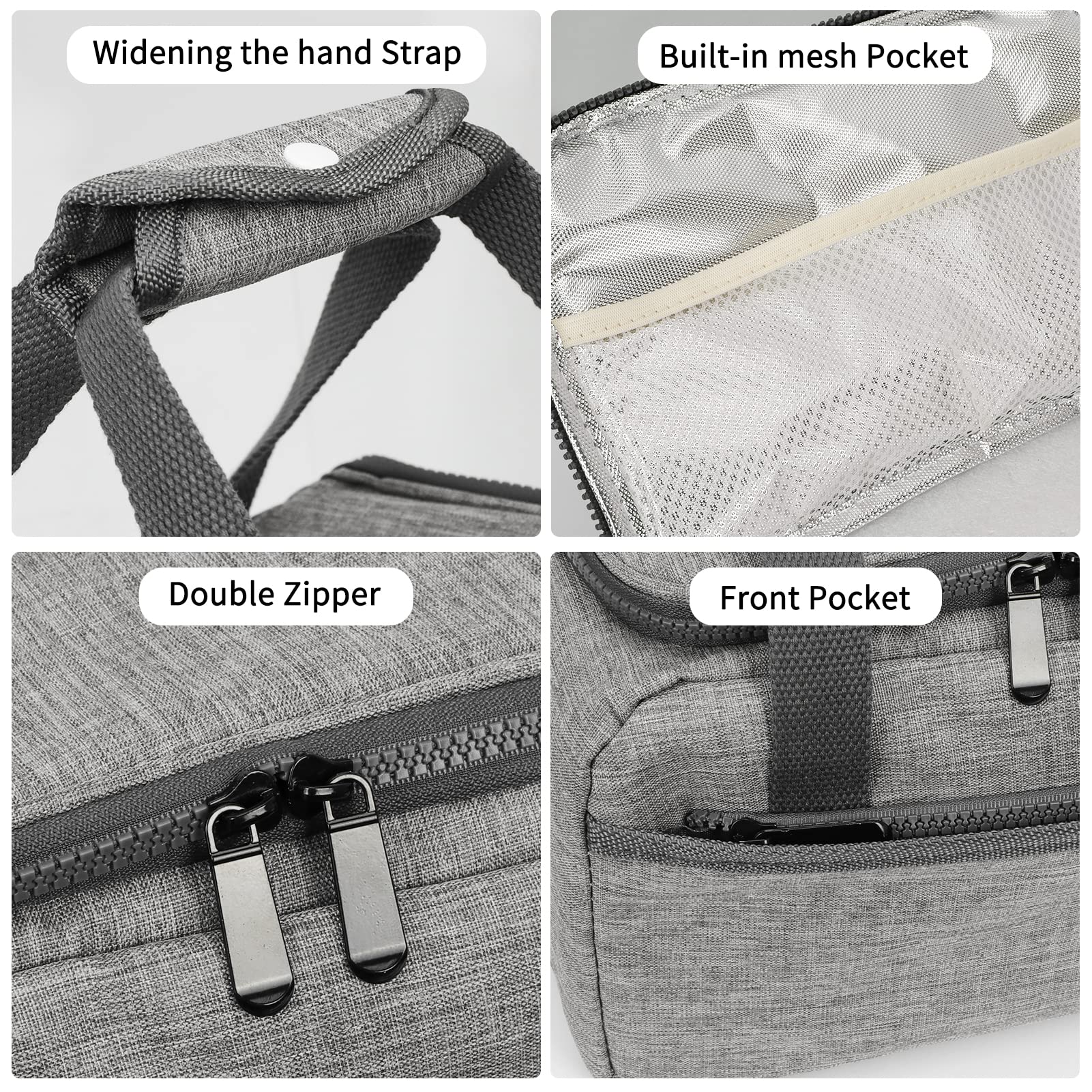 Sac à Déjeuner Isotherme SWOUEKO - 23x20x14cm - Gris - Poches Latérales - Parfait école, Travail Et Pique-nique