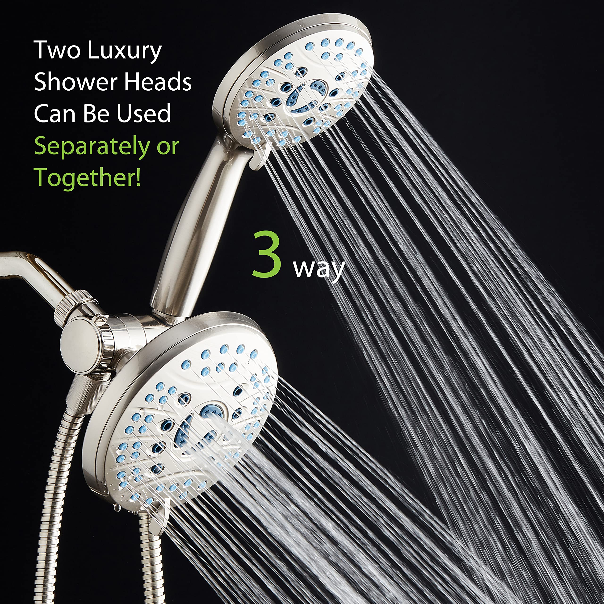 AquaCare AS-SEEN-ON-TV - Combo de cabezal de ducha de 3 vías de alta presión, 50 modos, lluvia y mano de 3 vías, boquillas antiobstrucciones, bañera y azulejos y lavado a presión para mascotas,