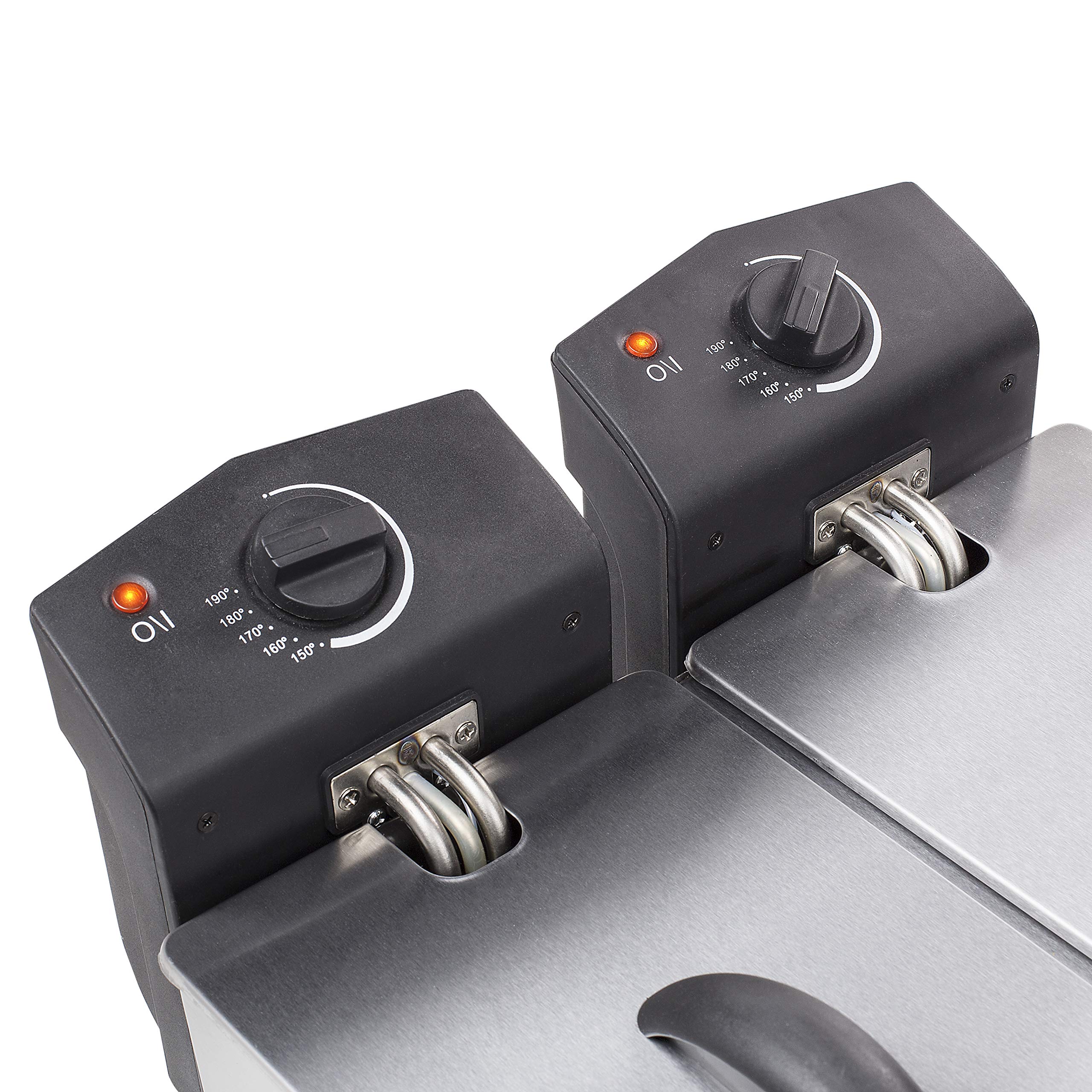 Tristar Friggitrice doppia in acciaio inossidabile - 6 litri, 2 x 1800 watt, con funzione zona fredda e livello di riscaldamento regolabile, FR-6937