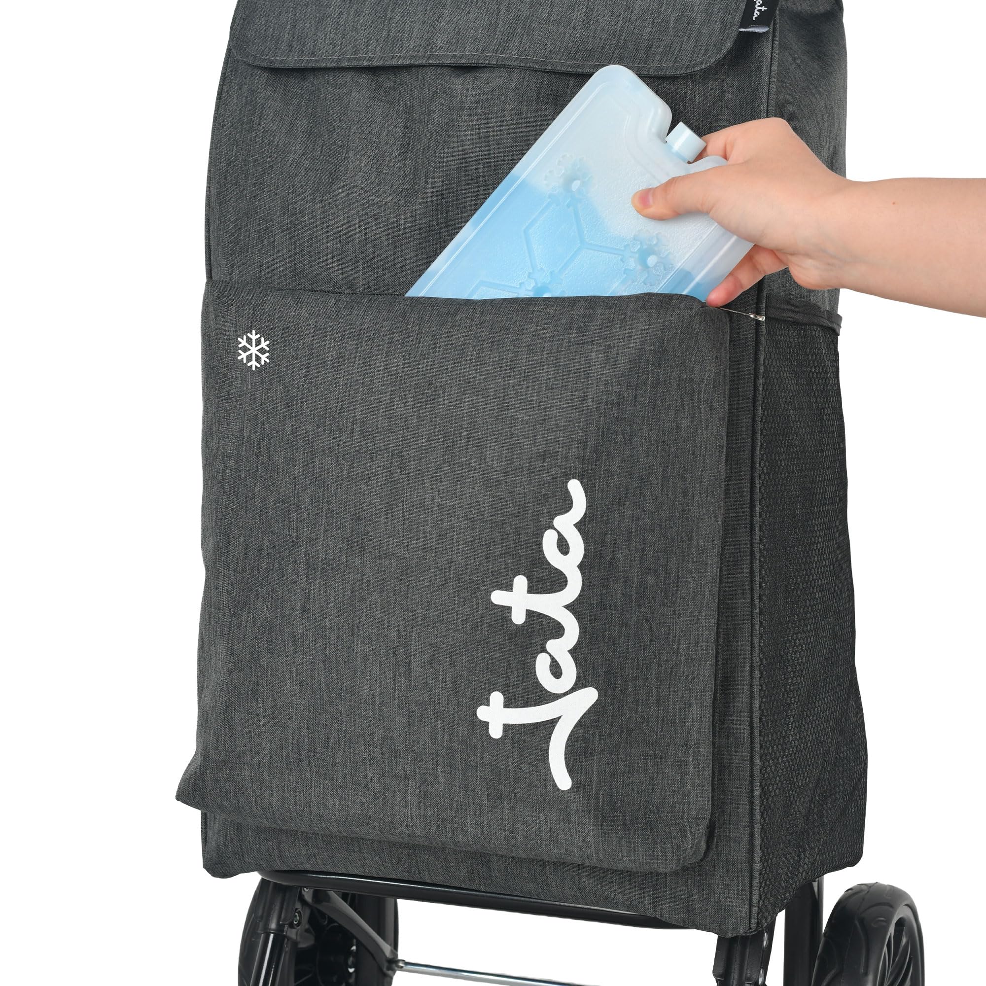 JATA HCAR2504 - Carrello della spesa 2 ruote. 40 litri con sacchetto refrigerante per congelati. Portata fino a 30 kg. Tasche laterali e posteriori. Telaio in acciaio. Leggero
