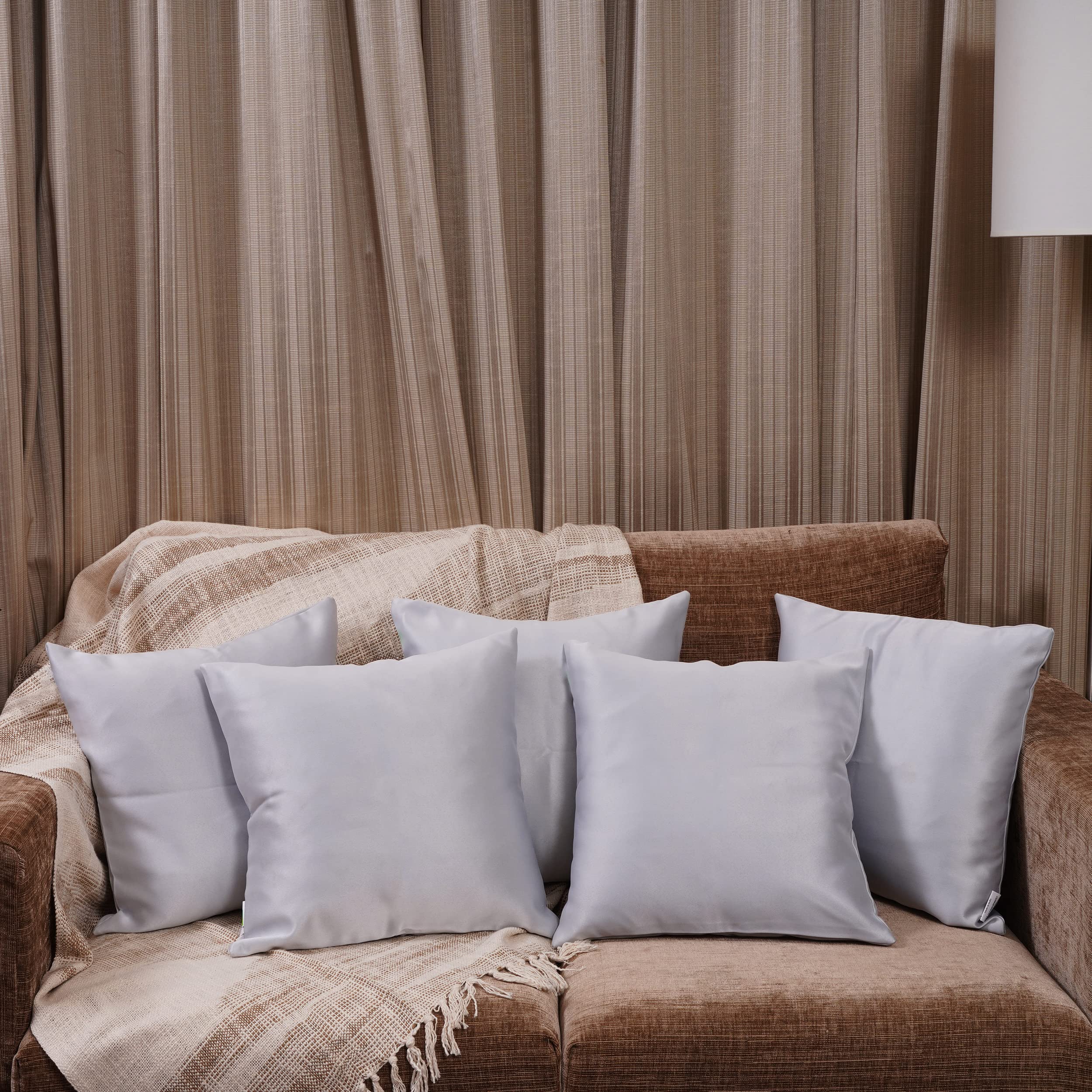 HOMEMONDE Set of 5 Cushion Covers Solid Decorative 20X20 Inch Pillow Cover for Sofa, Couch, White (B09PFZF41N) Amazon Price History, Amazon Price Tracker