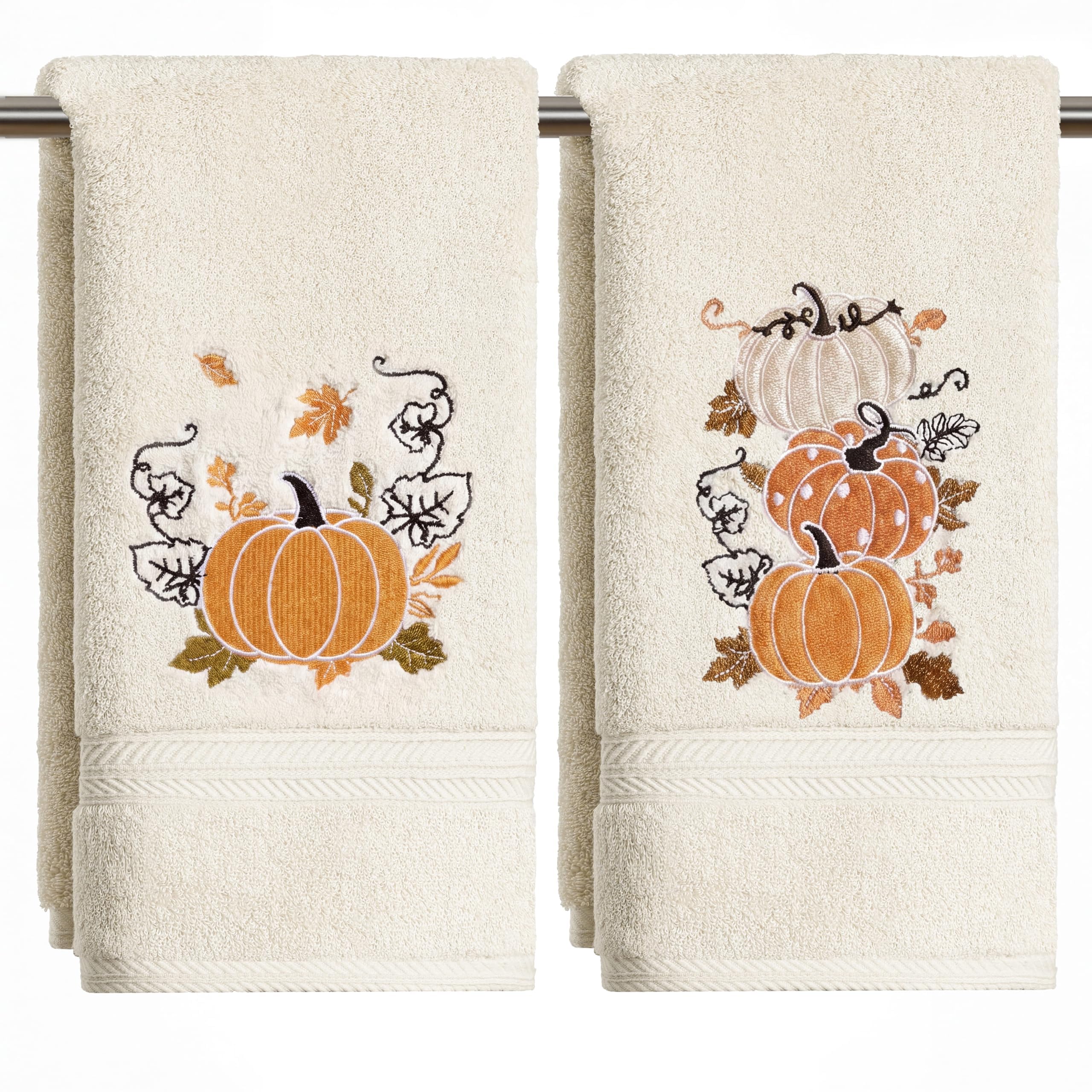 Artoid Mode Beige Orange Leaves Dot Pumpkin Autumn Hand Towels 35x75 cm