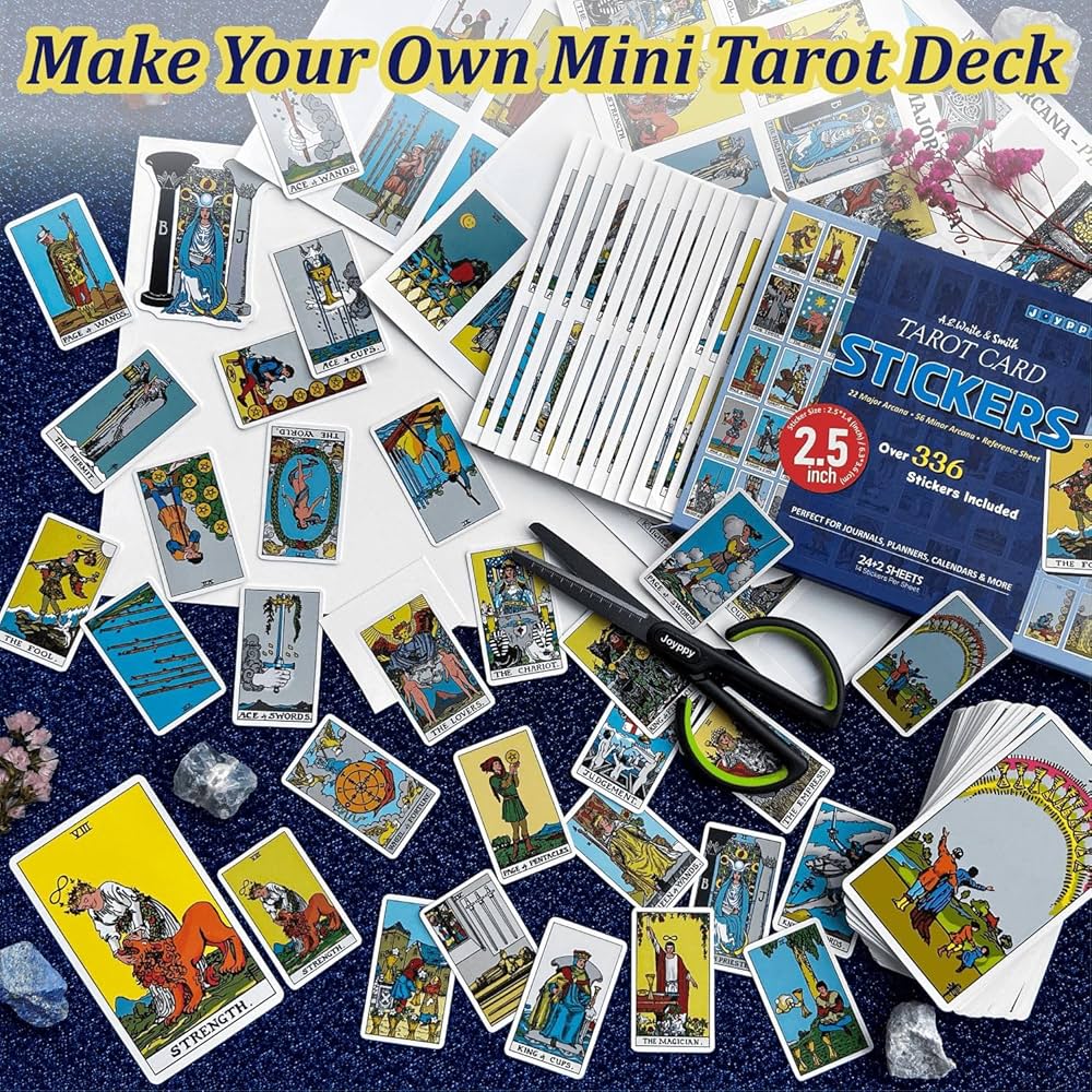 amazon-com-joyppy-336-pcs-tarot-stickers-2-5-x-1-4-6-3-cm-x-3-6-cm-4-sets-rws-full-deck-tarot-card-stickers-for-tarot-journal-planner-tarot-cheat for Free Printable Mini Oracle Cards Amazon.com: Joyppy 336 Pcs Tarot Stickers - 2.5