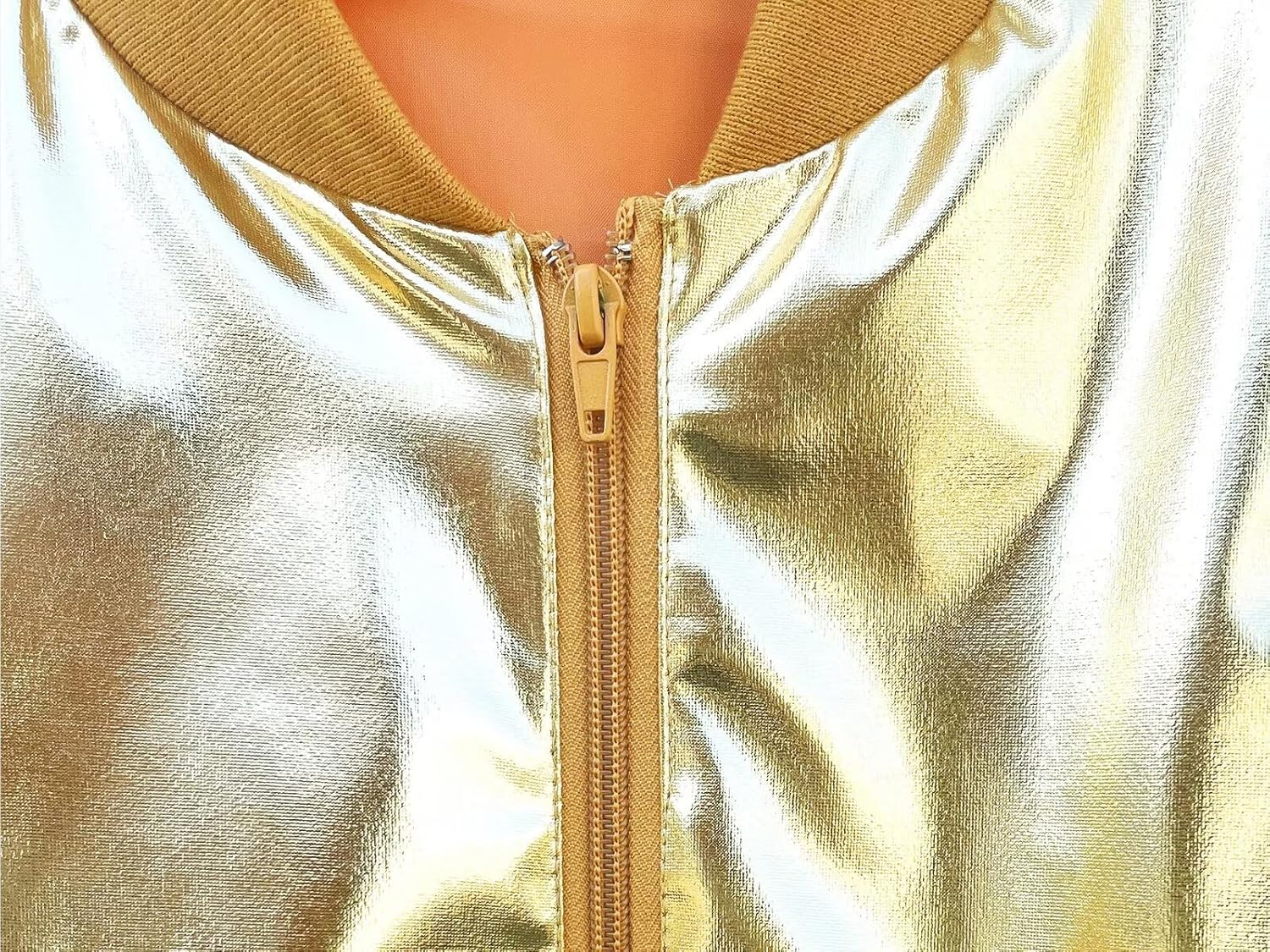 babyhealthy Men's Gold Varsity Jacket Metallic Jacket 70's Disco Bomber Jackets Christmas Party - Image 5