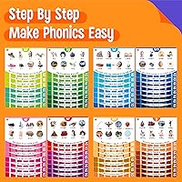 Vista 2 de Phonics Flashcards, 120 Phonics 62 Double-Sided Cards - 20 Phonic Group Sets CVC, Digraph, Trigraph Blends Long Vowel Sounds, Early Educational Tool