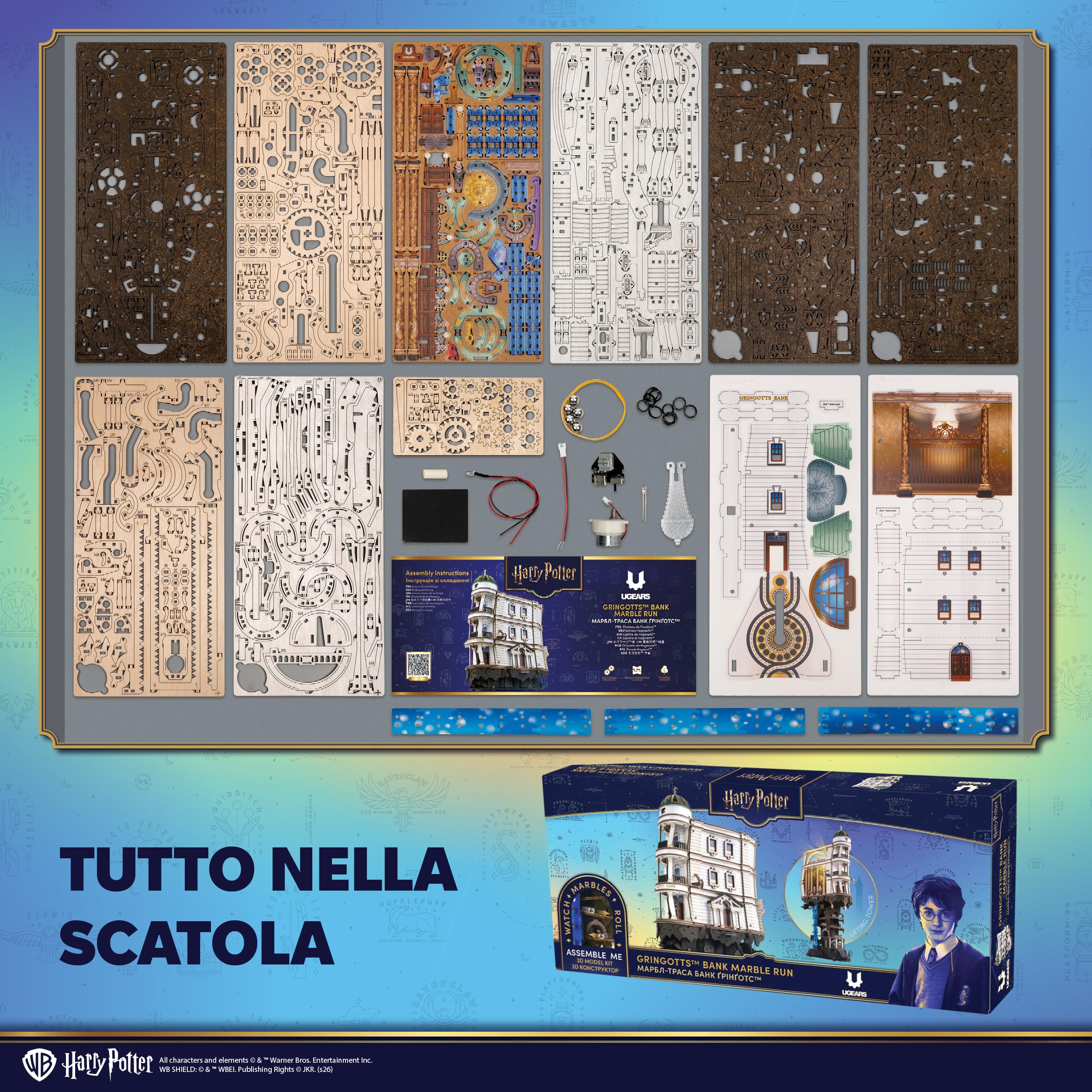 UGEARS Harry Potter Banca dei Maghi Gringott – Pista da Biglie Puzzle 3D in Legno, Modellismo da Costruire Adulti, Modellini da Costruire per Adulti, Rompicapo in Legno, Costruzioni, Hobby Creativi