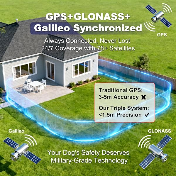 GPS Wireless Dog Fence System – Invisible Electric Anti Escape Collar, No Subscription, Circular 65-9,840 ft & Irregular Fence. 3 Modes, Waterproof, Stops Digging & Jumping, for Medium & Large Dogs - 3