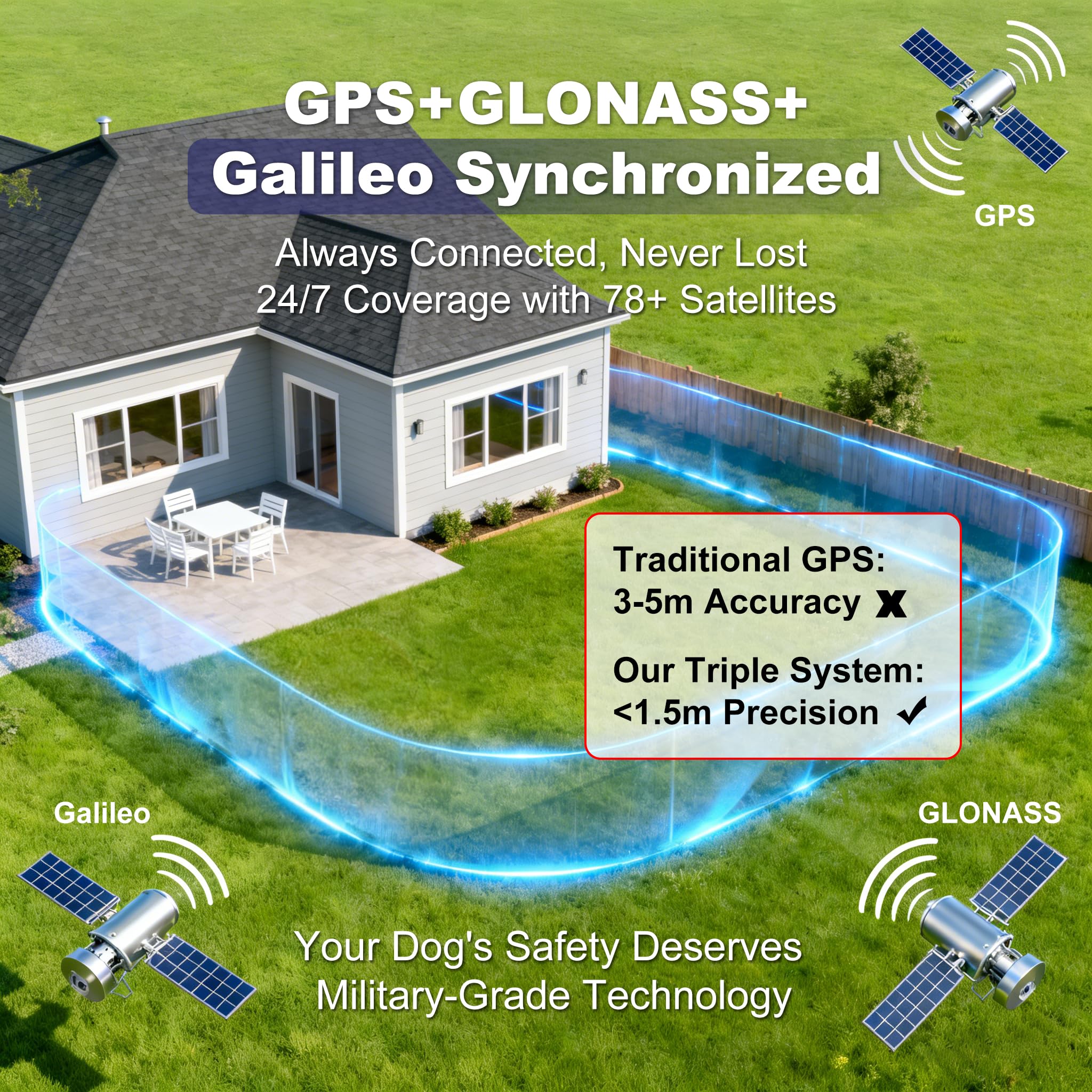 GPS Wireless Dog Fence System – Invisible Electric Anti Escape Collar, No Subscription, Circular 65-9,840 ft & Irregular Fence. 3 Modes, Waterproof, Stops Digging & Jumping, for Medium & Large Dogs — view 3